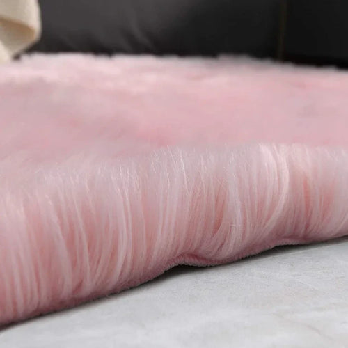 Baby Pink Fur Area Rug 4x6 ft