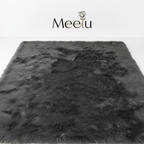 Charcoal Grey Fur Rug