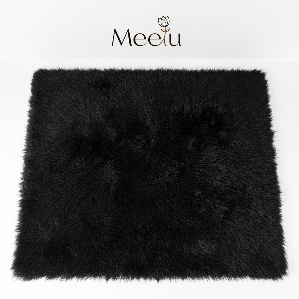 Jet Black Fur Rug