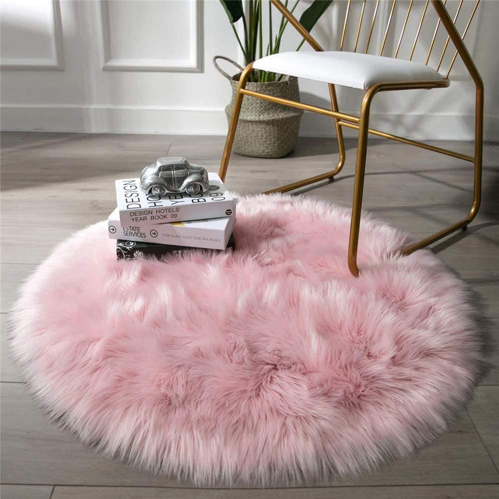Baby Pink Round Fur 4X4 FT